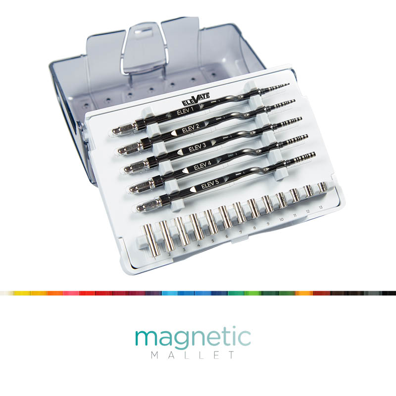 Elevate Osteotom Kit til Magnetic Mallet, med 5 instrumenter + 10 stop, MM_ELV